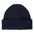 Berretto in maglia a coste blu scuro inverno caldo risvolto moda quotidiana stile - Taglia unica / Blu navy