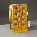 Elegante sciarpa gialla ricamata in stile etnico con motivo cachemire per donna. - Giallo