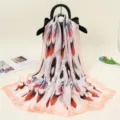 Silk satin long scarf with abstract ikat print, elegant fashion accessory for women - Pattern Two Print Eight