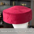 Kazakh ethnic hat velvet burgundy wine red traditional dance costume cap women headwear detail - Burgundy
