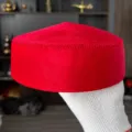 Red Kazakh ethnic hat traditional velvet women beret Xinjiang dance performance headwear - 56cm Head Circumference / Red