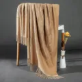 Women Winter Warm Cashmere Feel Thickened Shawl Ethnic Paisley Embroidered Tassel Scarf - Khaki