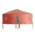 Kazakh Ethnic Velvet Hat Pink Color With Silver Charms Retro Fashion Style SKU Variant - Pink Feather Style