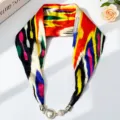 Sciarpa in seta etnica colorata con chiusura magnetica di perla, lunga foulard da donna. - 58*12.5cm / Modello 8