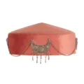 Kazakh ethnic velvet hat pink traditional princess cap featuring silver chain charms style - Cylindrical Style Pink