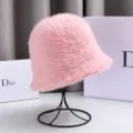 Cappello bucket in morbido peluche rosa da donna, cuffia invernale soffice, cappello casual. - Taglia unica / Rosa