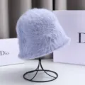 Chic autumn winter fuzzy bucket hat for women, soft plush lavender plush fisherman cap casual. - One Size / Sapphire Blue
