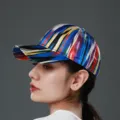 Stylish ethnic print baseball cap for women, vibrant colorful striped design for summer sun. - Atlas Pattern 6