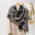 Autunno inverno sciarpa imitazione cashmere fantasia quadri cuore lungo scialle nappe. - Scacchi con Cuori / 65x180cm / Frange Corte Cuore Nero