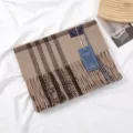 Beige Classic Tartan Plaid Imitation Cashmere Scarf Winter Warm Tassel Neckwear Unisex - 驼色黑白蓝条纹格子