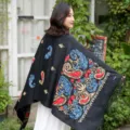 Donna autunno inverno sciarpa cashmere feltro etnica paisley ricamata frange scialle. - Nero