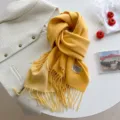 Winter new fashion Korean versatile double-sided imitation cashmere scarf solid color warm - Double-Sided Bright Yellow
