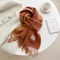 Winter solid color double-sided cashmere feel tassel scarf for women and men, caramel. - Double-Sided Latte