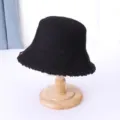 Cappello da pescatore invernale nero in velluto a coste con tesa in peluche, caldo per donna. - M（56-58cm） / Cappello da Pescatore Nero Double Face Corduroy Lana