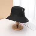 Cappello dapescatore nero ad asciugatura rapida per trekking all'aperto con cordoncino. - M（56-58cm） / Nero