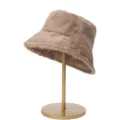 Gemütlicher Plüsch-Fischerhut für Damen und Herren, einfarbige warme flauschige Mütze im Winter. - M (56-58cm) / Camel