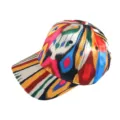 Colorful ethnic print satin baseball cap, vibrant fashion sunshade duckbill hat variant - Atlas Pattern 19