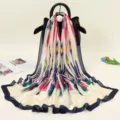 Xinjiang ethnic style silk satin long scarf women versatile printed elegant shawls - Pattern One Print Six
