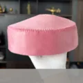 Pink Kazakh velvet round hat, ethnic dance cap, custom size 52cm, stylish costume headwear. - 52cm Head Circumference / Pink