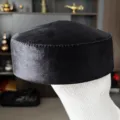 Kazakh ethnic black traditional hat domed cap for women girls handmade cultural costume headwear - 56cm Head Circumference / Black