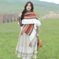 Ethnic style knitted cape variant with tassels and wood-ear edge for women travel - Ruffle 8# (Orange)
