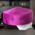 Kazakh ethnic velvet hat women purple dome cap traditional handmade dancing headwear size 54cm - Deep purple