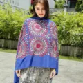 Donna inverno spessa sciarpa ricamata effetto cashmere stile etnico girasole caldo scialle - Blu Zaffiro