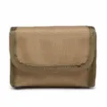 Durable khaki tactical MOLLE pouch, multi-functional outdoor storage bag detail shot. - Tan