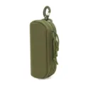 Tactical hard shell sunglasses case, durable nylon storage pouch with zipper and carabiner. - Army Green