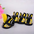 Scarpe gialle e nere in neoprene per cani con cerniere e strisce riflettenti pratiche. - 3# / Giallo