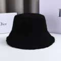 Cappello da pescatore nero in velluto a coste invernale donna tesa peluche caldo. - M（56-58cm） / Nero
