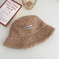 Cappello da pescatore in morbida lana d'agnello da donna, caldo cappello teddy fleece con lettere - Taglia unica / Kaki