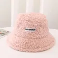 Cappello a secchiello in lana d'agnello donna inverno caldo peluche spesso cappello - Taglia unica / Rosa