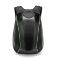 Schwarzer Carbon-Motorradhelm-Rucksack Variante mit grüner Kante für Motorradfahrer. - Unmarkierte Grüne Knochen Erweiterungsplatte