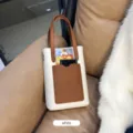 Elegante Petit Sac Main Bicolore Blanc Casual Motif Litchi Sac Bandouliere avec Poche - Blanc