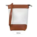 Sac bandoulière en toile blanche à blocs de couleurs, sac quotidien décontracté avec sangle. - Blanc