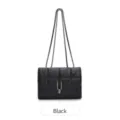 Sac à bandoulière noir matelassé avec chaîne pour femme, élégant sac à main tendance. - Noir