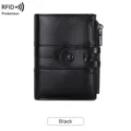 Petit portefeuille noir pour femme avec protection RFID et double fermeture éclair. - Noir