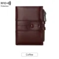Femme RFID blocage portefeuille court marron café cuir PU porte-monnaie avec fermeture éclair - Café