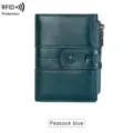 Femme portefeuille court anti RFID vintage double fermeture éclair porte monnaie bleu paon - Bleu sarcelle