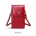 Sac de téléphone portable vintage en cuir PU rouge vin femmes bandoulière petit sac bandoulière. - Bordeaux