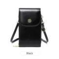 Petite sacoche bandoulière verticale en cuir PU pour téléphone portable pour femme élégante noire - Noir