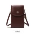 Sac bandoulière vertical en cuir ciré rétro, mini sac de téléphone polyvalent élégant pour femmes. - Café