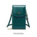 Sac de telephone portable vertical en cuir huile vintage bleu paon vue de detail superbes. - Bleu sarcelle