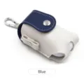 Golf ball pouch blue leather portable mini golf bag with metal hook and snap closure - Blue
