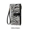 Women's zebra print long wallet with wrist strap stylish clutch bag multi-slot purse - Zebra Print