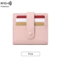 Portefeuille porte-cartes compact en cuir PU rose pour femmes avec protection RFID. - Rose