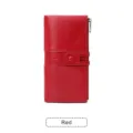 Portefeuille long rouge anti-RFID avec doubles fermetures éclair pour élégantes femmes. - Rouge