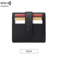 Portefeuille compact en cuir PU noir avec protection RFID et fentes pour cartes. - Noir