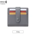 Porte-cartes en cuir PU gris avec fermeture à bouton-pression, petit portefeuille minimaliste. - Gris